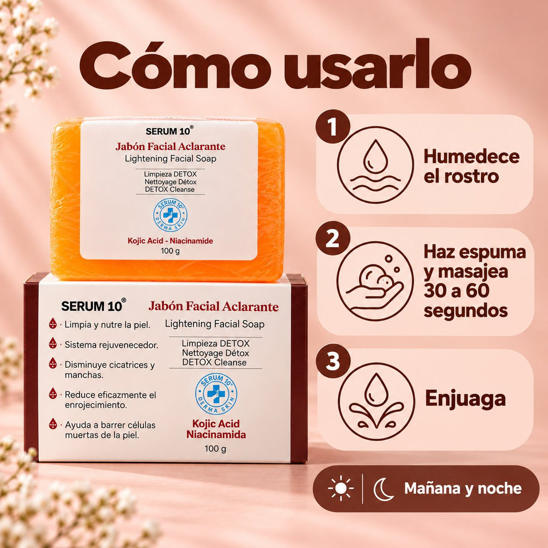 Jabón Facial Aclarante con Ácido Kójico · Serum 10