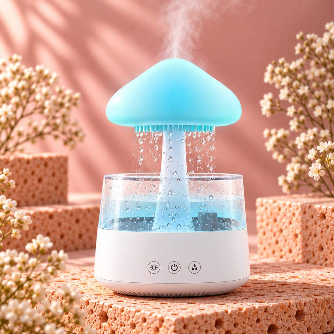 Difusor Nube con Sonido de Lluvia y Luz LED