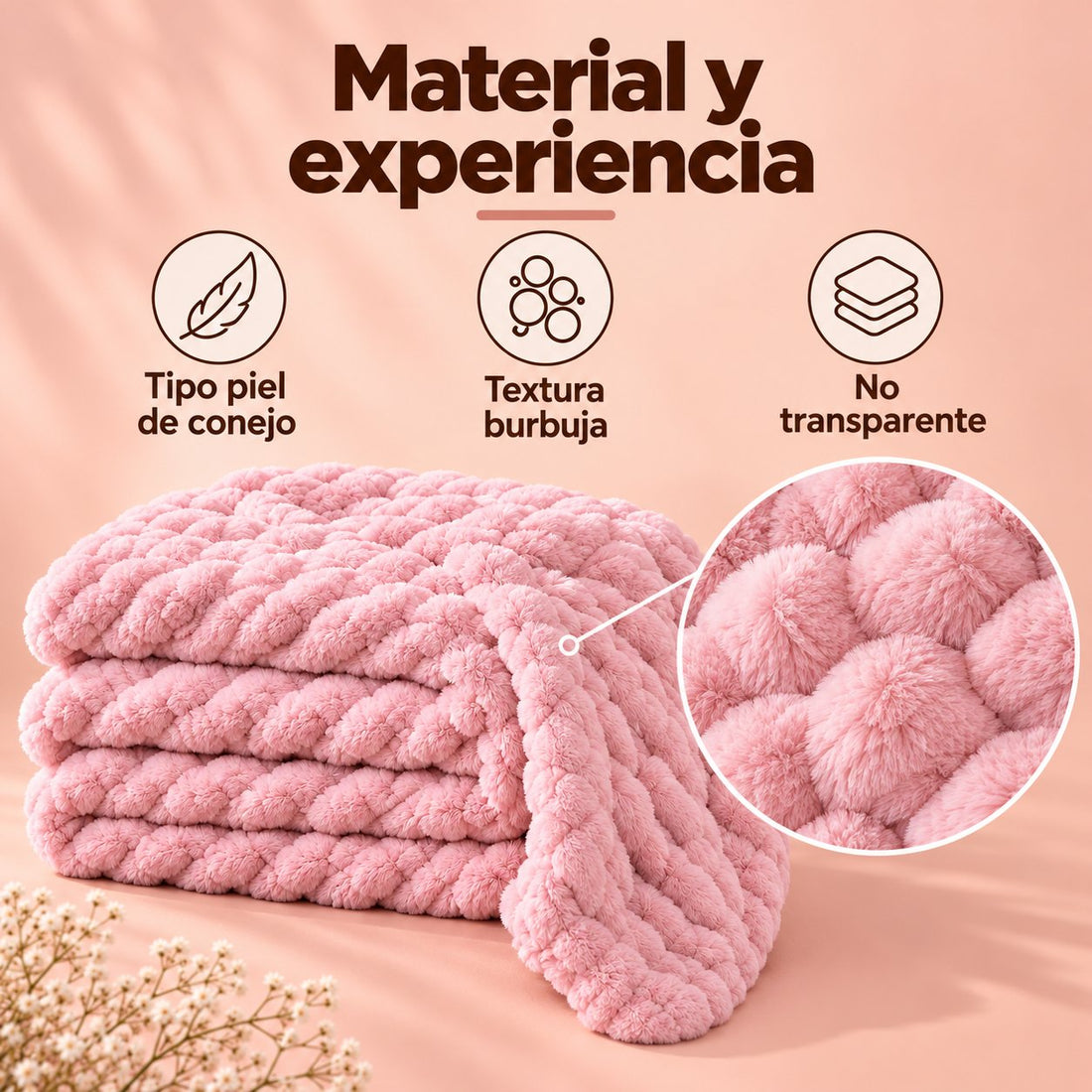 Cobija Abrazo de Nube Tipo Piel de Conejo – Textura Burbuja | Incluye 2 Cobijas