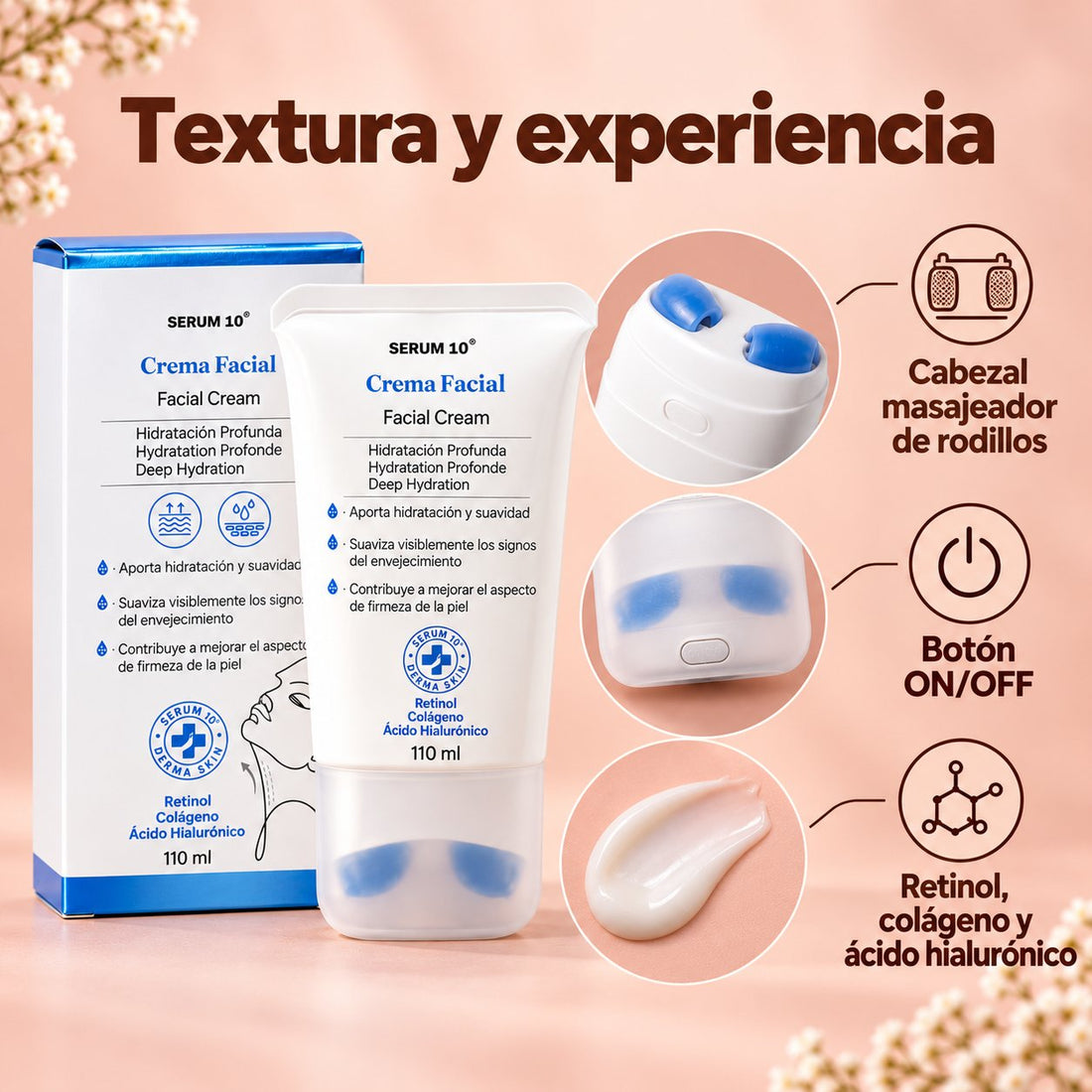 Crema Reafirmante para Cuello con Masajeador · Serum 10